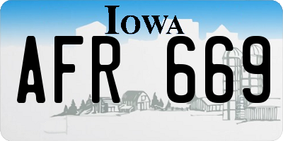 IA license plate AFR669