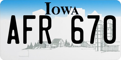 IA license plate AFR670