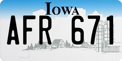 IA license plate AFR671