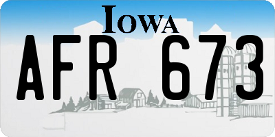 IA license plate AFR673