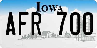 IA license plate AFR700