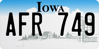 IA license plate AFR749