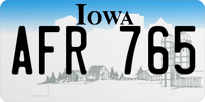 IA license plate AFR765