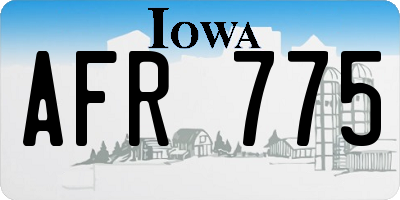 IA license plate AFR775