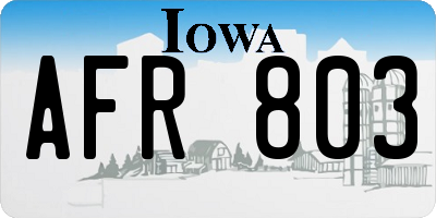 IA license plate AFR803