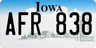 IA license plate AFR838