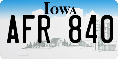 IA license plate AFR840