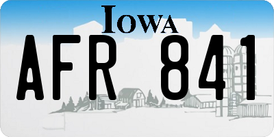 IA license plate AFR841