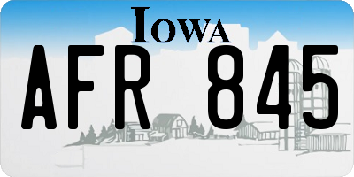 IA license plate AFR845