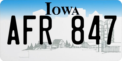 IA license plate AFR847