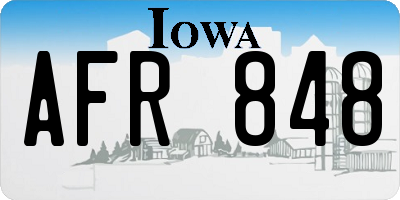 IA license plate AFR848