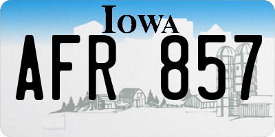IA license plate AFR857