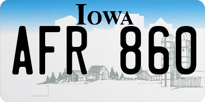 IA license plate AFR860