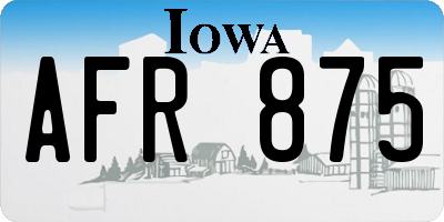 IA license plate AFR875