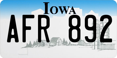 IA license plate AFR892