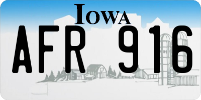 IA license plate AFR916