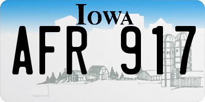 IA license plate AFR917