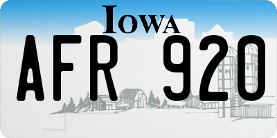 IA license plate AFR920