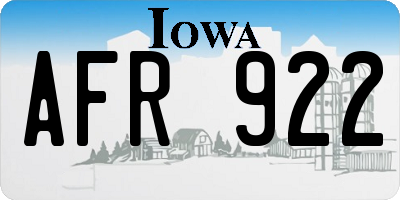 IA license plate AFR922