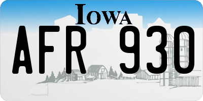 IA license plate AFR930