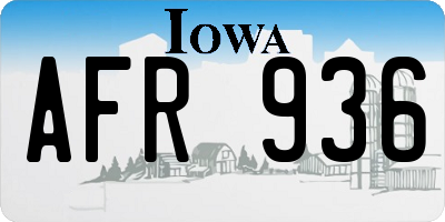 IA license plate AFR936