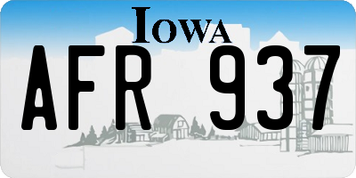 IA license plate AFR937