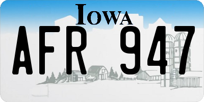 IA license plate AFR947