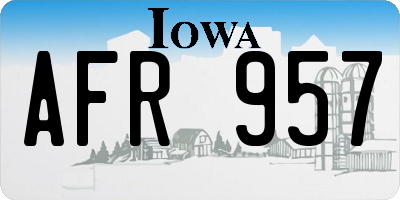IA license plate AFR957