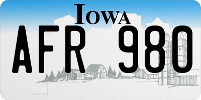 IA license plate AFR980