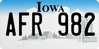 IA license plate AFR982