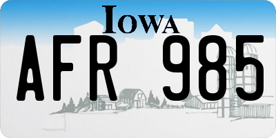 IA license plate AFR985