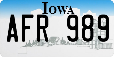 IA license plate AFR989