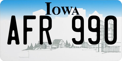 IA license plate AFR990