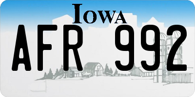 IA license plate AFR992
