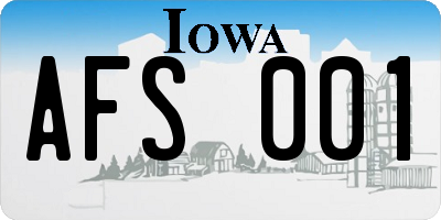 IA license plate AFS001