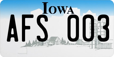 IA license plate AFS003