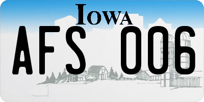 IA license plate AFS006