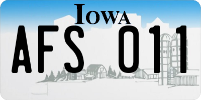 IA license plate AFS011