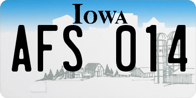 IA license plate AFS014