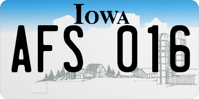 IA license plate AFS016
