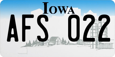 IA license plate AFS022