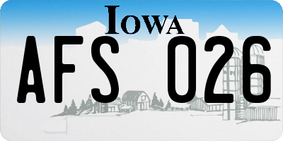 IA license plate AFS026