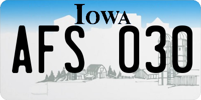 IA license plate AFS030