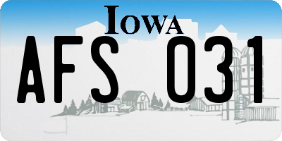 IA license plate AFS031