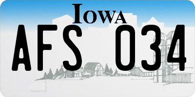 IA license plate AFS034
