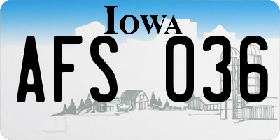 IA license plate AFS036