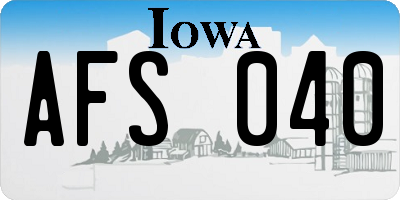 IA license plate AFS040