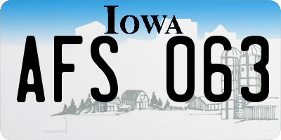 IA license plate AFS063