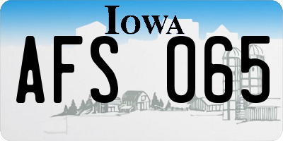 IA license plate AFS065