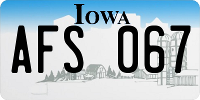 IA license plate AFS067
